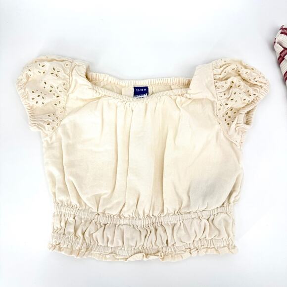 Jessica Simpson Ribbed Flare Pants & Old Navy Eyelet Smocked Top Outfit 18 Month - Picture 2 of 8